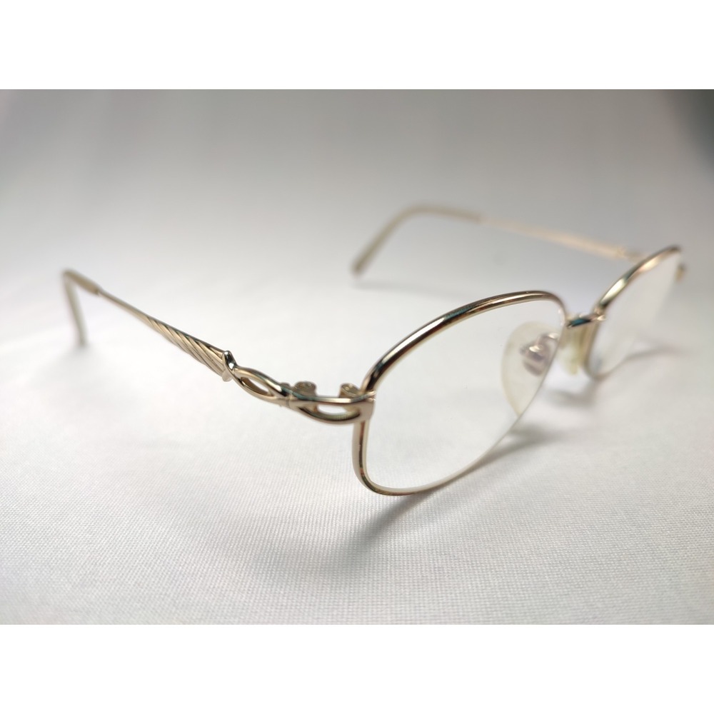 Seiko T095 Titanium Oval Eyeglass Frames Gold Filigree Japan 52-17-135